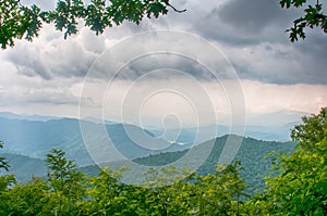 Ridges of theSmokey Mountains extending across the valley on the