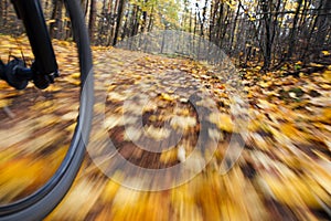 Riding bicycle. Abstract motion blur.