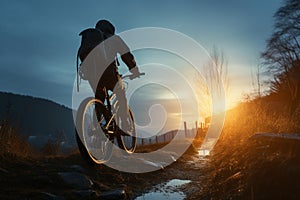 Riding a bicycle at ease, embracing the beauty of the night sky