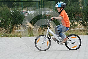 Riding bike in a helmet photo