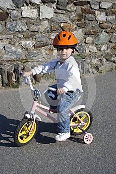 Riding bike in a helmet