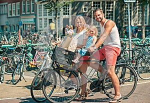 Riding bikes in Amsterdam