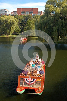 Riding on Boston`s famed swan boats