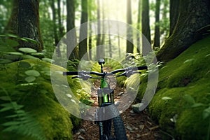 Riding through the Forest Mountain Biking in the Summer, AI Generative