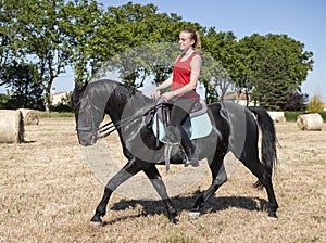 Riding girl and horse