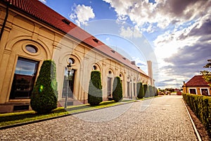 The riding hall JÃ­zdarna in the area of Prague Castle in summer