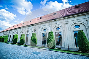 The riding hall JÃ­zdarna in the area of Prague Castle in summer