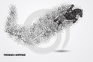 Riding horse of a silhouette from particle.