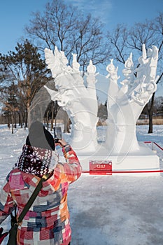 Harbin Ice Festival 2018 - Taking photos- ice and snow buildings, fun, sledging, night, travel china