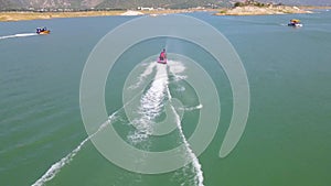 Riding the Jet ski in the famous Dam of Khanpur in Pakistan