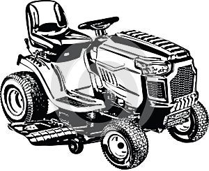 Riding Lawnmower Lawn Tractor Vector Illustration