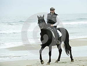 Riding man and horse