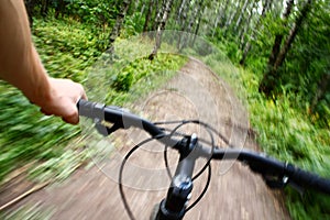 Riding mountain bike