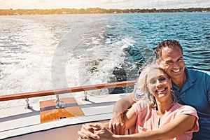 Riding their way into retirement. a mature couple enjoying a relaxing boat ride.