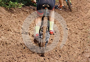 Riding on wet and muddy track