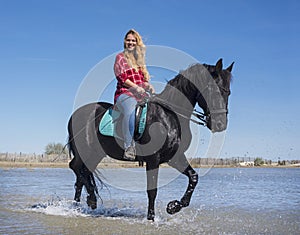 Riding woman on the beach