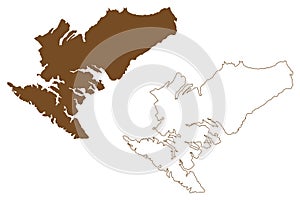 Riesco island  Republic of Chile, South and Latin America map vector illustration, scribble sketch Isla Riesco map