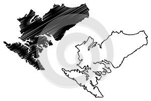 Riesco island  Republic of Chile, South and Latin America map vector illustration, scribble sketch Isla Riesco map