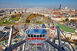 Riesenrad Panoramic Wheel. Prater Park. The oldest ferris wheel in the World. Vienna Austria