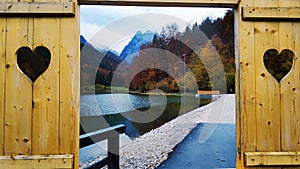 Autumn morning in Riessersee Garmish Partenkirchen,