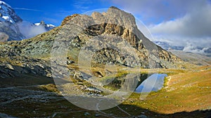 Riffelsee lake during summer, Zermatt Switzerland