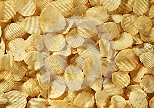 Riffle golden chips with texture potato background