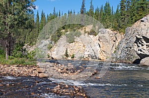 Riffle on the mountain river.