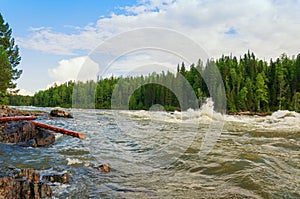 Riffle of raging torrent of wild Siberian