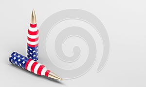 Rifle bullets with American flag