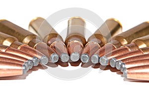 Rifle bullets packed in a half moon