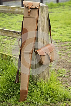 Rifle case and bag outside