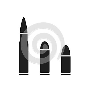 Rifle and gun bullet set. weapon and ammunition icon. isolated vector image for military infographics and web design