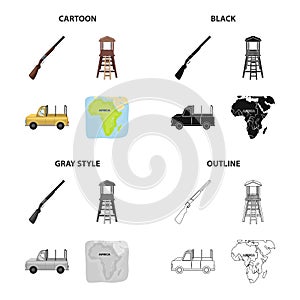 Rifle, hunting, safari, and other web icon in cartoon style.Africa, equator, tropics, icons in set collection.