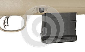 Rifle magazine inserted just in front of the trigger