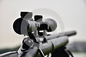 Rifle with a scope and bipod