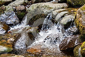 rifts in mountain creek in Adjara on autumn day