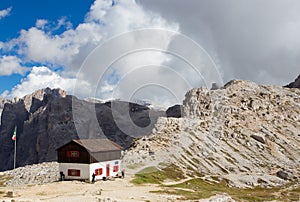 Rifugio high at the Dolomites mountains