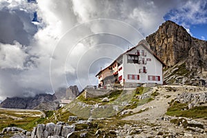 Rifugio high at the Dolomites mountains