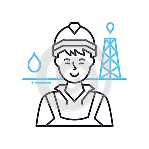 rig worker line icon, outline symbol, vector illustration, concept sign
