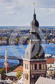 Riga Cathedral at city panorama