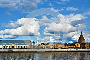 Riga Centralmarket at river banks of Daugava