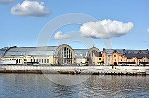 Riga Centralmarket at river banks of Daugava