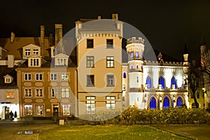 Riga. The house and small guild at night