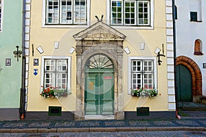 Facade of the Three Brothers - oldest buildings in Riga, Latvia.