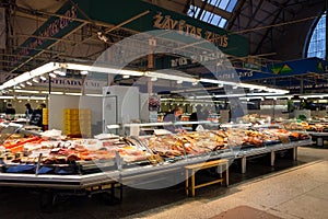 Riga / Latvia - 02 December 2019:Riga Central Market pavilion interior Riga Central Market is Europe`s largest market and bazaar