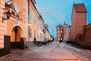 Riga, Latvia. Facades Of Old Famous Jacob`s Barracks On Torna St