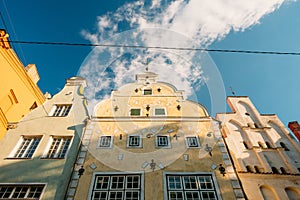 Riga, Latvia. Famous Landmark Three Brothers Buildings. Old House