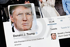 RIGA, LATVIA - February 02, 2017: President of United States of America Donald Trump Twitter profile.