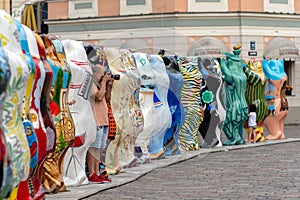 RIGA, LATVIA - JULY 26, 2018: United Buddy Bears exhibition. A m