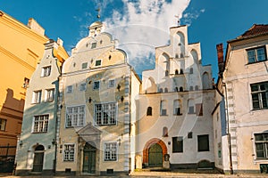 Riga, Latvia. Famous Landmark Three Brothers Buildings. Old House